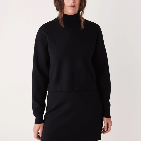 BNWT Frank and Oak Mockneck Sweater - XS - Black - Picture 2 of 8